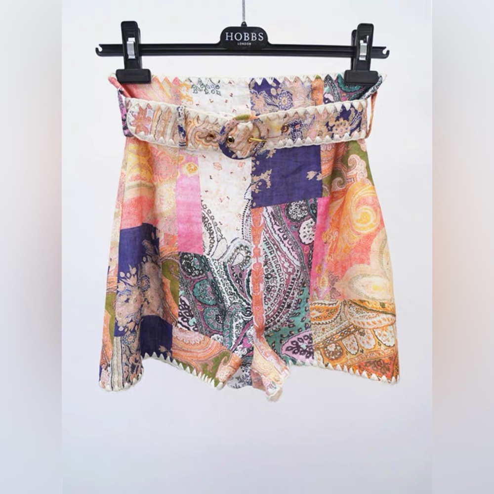 Zimmermann Anneke Patch Printed Tassel Embellished Shorts with Belt NWOT - Picture 6 of 13